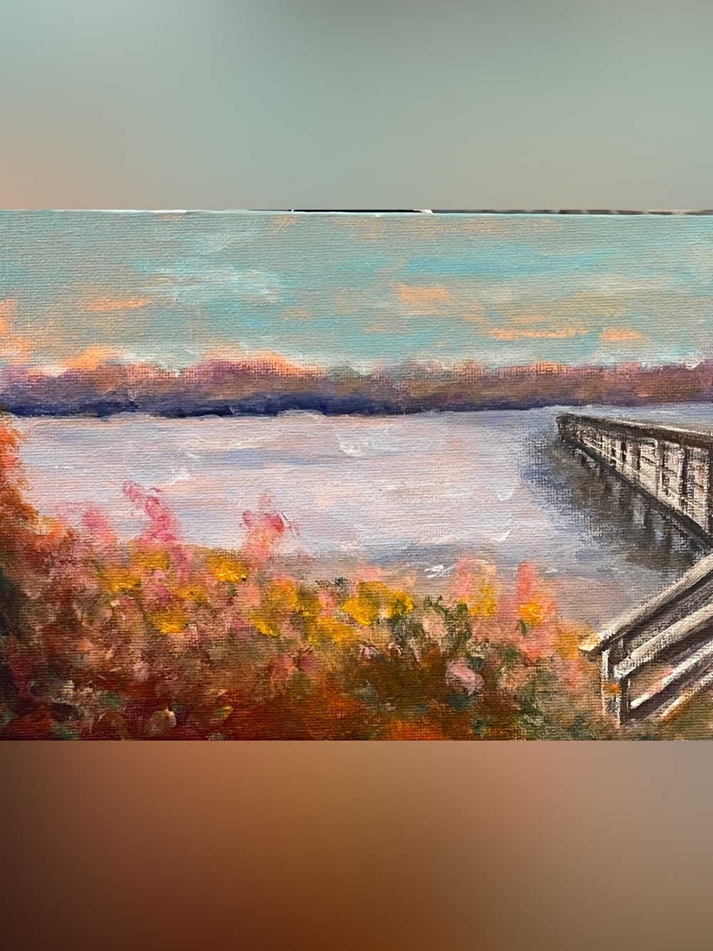 Original hand-painted, sunset, coastal, romantic beach, wall, art painting